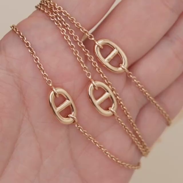 Second Hand Authentic Hermès Farandole Sterling Long Necklace 18K Rose Gold 120cm