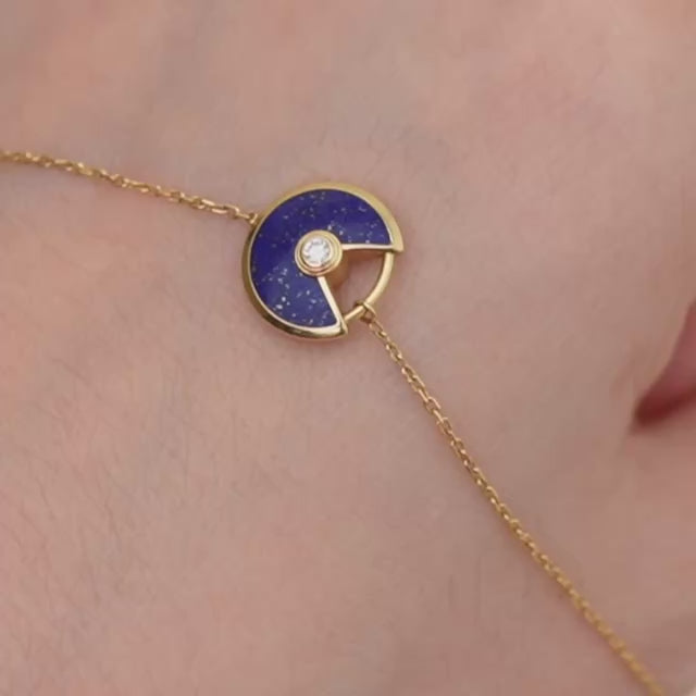 Second Hand Authentic Cartier Amulette Bracelet Lapis Lazuli 18K Yellow Gold