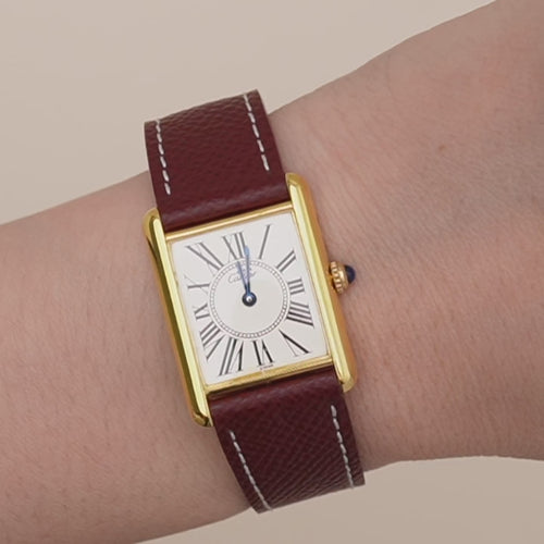 Authentic Second Hand Cartier Tank Must Opalan Vermeil Watch Large Model reference W1005654