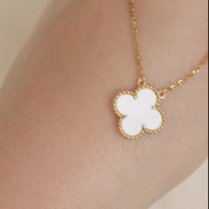 Van Cleef & Arpels Vintage Alhambra Mother of Pearl 18K Yellow Gold Pendant Necklace