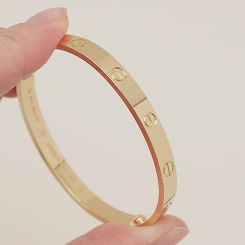Authentic Full set Second hand Cartier Love Classic Model Bracelet 18K Yellow Gold Size 19