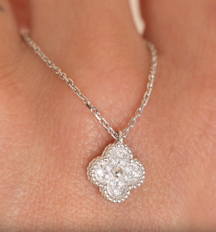 Preloved Van Cleef & Arpels Sweet Alhambra Diamond 18K White Gold Necklace