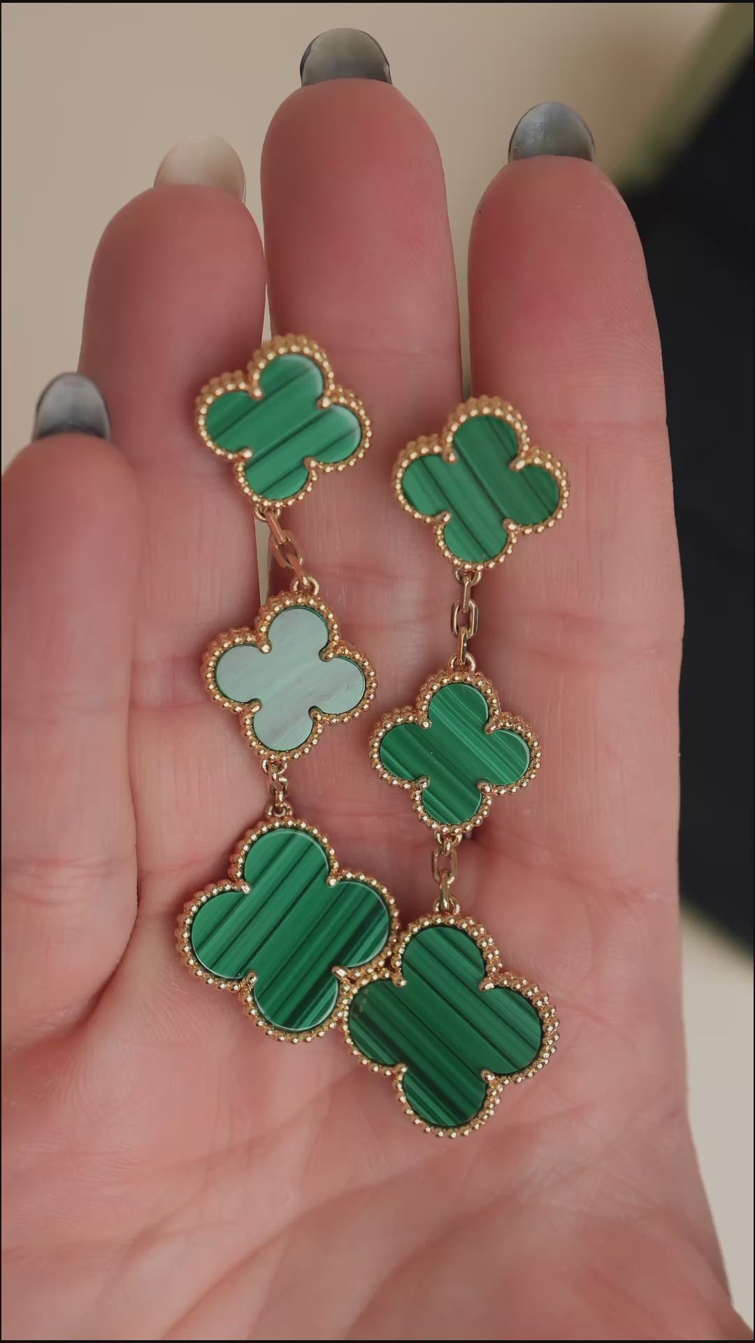 Preowned Van Cleef & Arpels Magic Alhambra Malachite Earrings