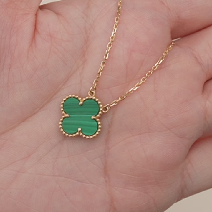 Preloved Van Cleef & Arpels Vintage Alhambra Necklace Malachite 18K Yellow Gold