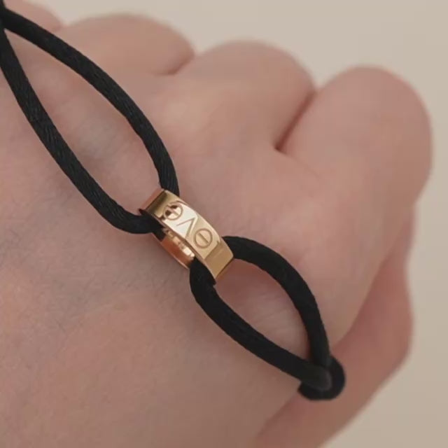 Second Hand Authentic Cartier Love Cord Bracelet 18K Rose Gold on Black Silk