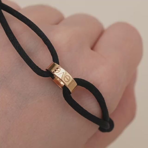 Second Hand Authentic Cartier Love Cord Bracelet 18K Rose Gold on Black Silk
