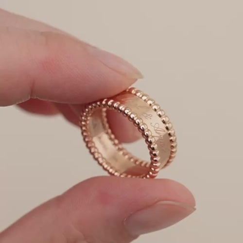 Second Hand Authentic Van Cleef & Arpels Perlée Signature Ring 18k Rose Gold Size 54
