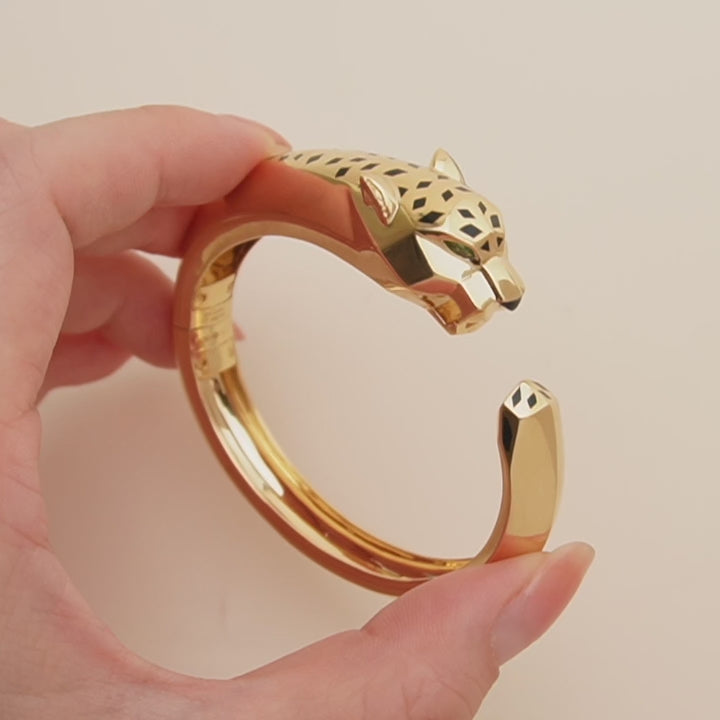 Second Hand Cartier Panthère 18k Yellow Gold Tsavorite Onyx Bracelet