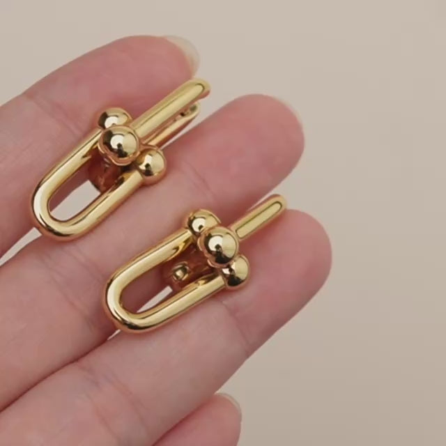 Second Hand Authentic Tiffany HardWear Large Link Earrings 18K Yellow Gold