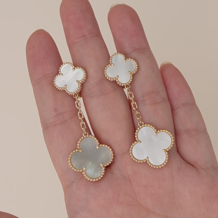 Preloved Van Cleef & Arpels Magic Alhambra 2 Motifs Mother of Pearl Earrings