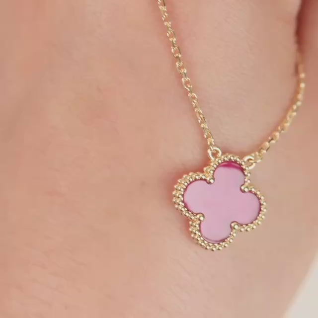 Authentic VCA Vintage Alhambra Enamel Pendant 18K Yellow Gold