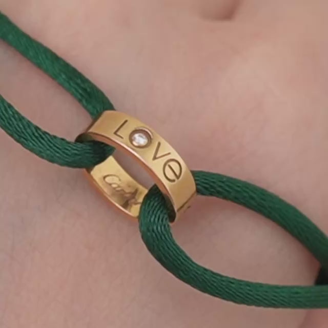 Second Hand Authentic Cartier Love Cord Bracelet One Diamond 18K Rose Gold