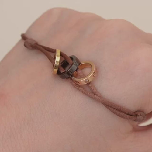 Second Hand Authentic Full set Cartier Love Cord Bracelet 4 Diamond Brown Sèvres Porcelain