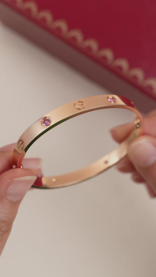 Second Hand Cartier Love Bracelet 4 Pink Sapphire 