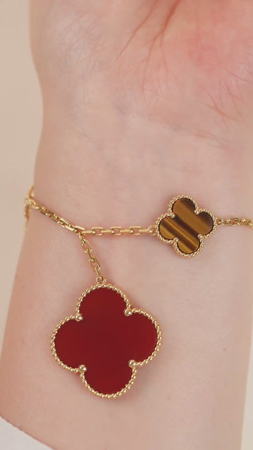 Second Hand Authentic Van Cleef & Arpels Magic Alhambra Bracelet Tiger's Eye Carnelian