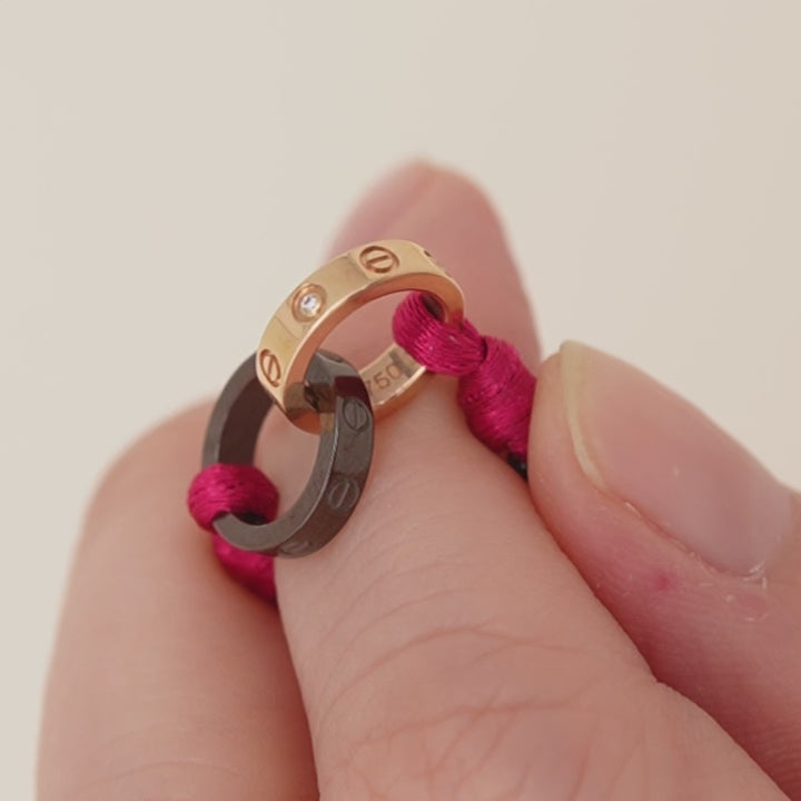 Cartier Love Cord Bracelet 4 Diamond Ceramic 18K Rose Gold