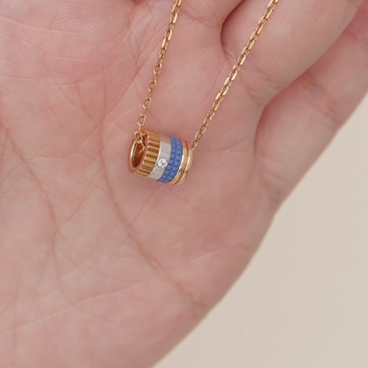 Boucheron Quatre Blue Edition Mini Pendant Necklace 18K Rose Yellow White Gold Ceramic