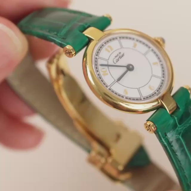 Preowned Authentic Cartier Vendome Must De Cartier Vermeil Watch Small Model W1009854