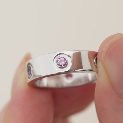 Preloved Cartier Love Multi Gem 18K White Gold Ring Size 52