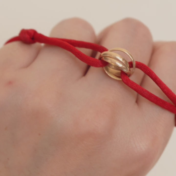 Preowned Cartier Trinity 18K Rose Gold Red Cord Bracelet