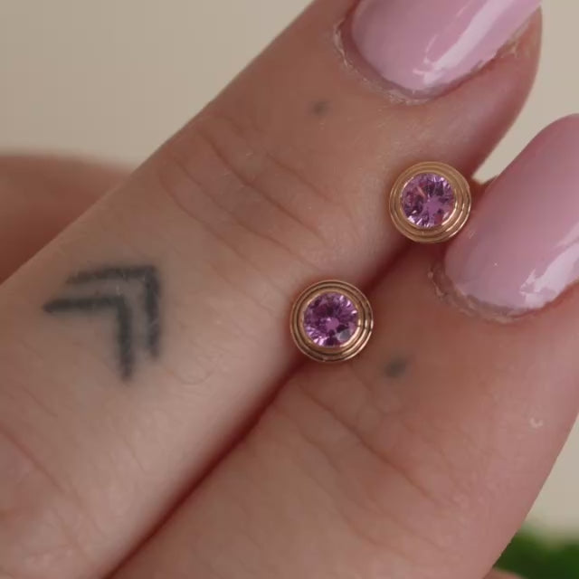 Second Hand Authentic Cartier D'Amour Pink Sapphires Stud Earrings 18K Rose Gold