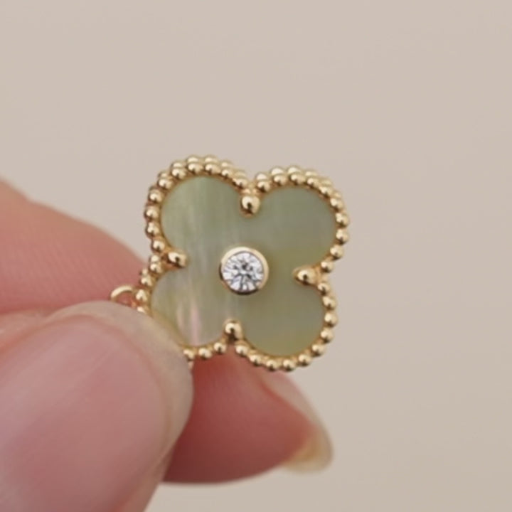 Van Cleef & Arpels Alhambra 2018 Holiday Pendant Golden Mother of Pearl Diamond