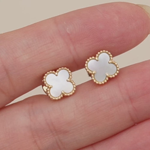 Second Hand VCA Sweet Alhambra Mother of Pearl Earrings 18K Yellow Gold