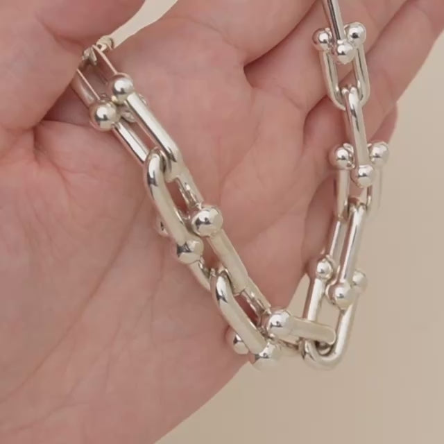 Preowned Authentic Tiffany & Co. HardWear Graduated Link Necklace in Sterling Silver