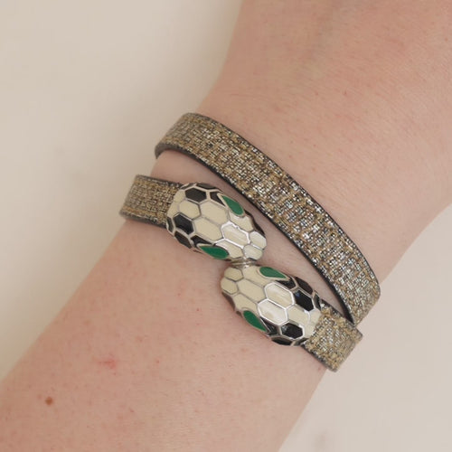 Second Hand Bvlgari Serpenti Forever Enamel Leather Bracelet Size M