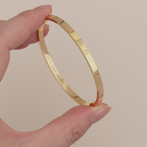 Second Hand Authentic Full set Cartier Love Bracelet 18K Yellow Gold Size 18 Small Model