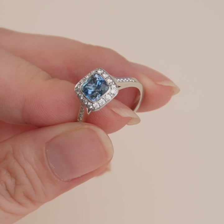Preloved Tiffany & Co. Platinum Aquamarine Diamond Ring 