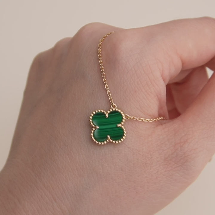 Van Cleef & Arpels Vintage Alhambra Malachite 18K Yellow Gold Pendant Necklace