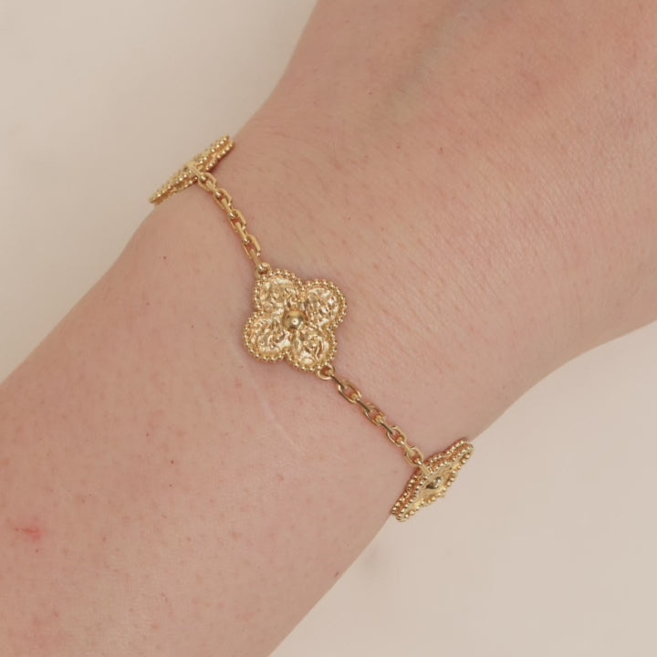 Preloved VCA Vintage Alhambra 5 Motifs 18K Yellow Gold Bracelet