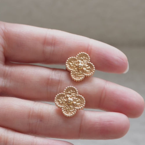 Van Cleef & Arpels Vintage Alhambra Hammered 18K Rose Gold Earrings