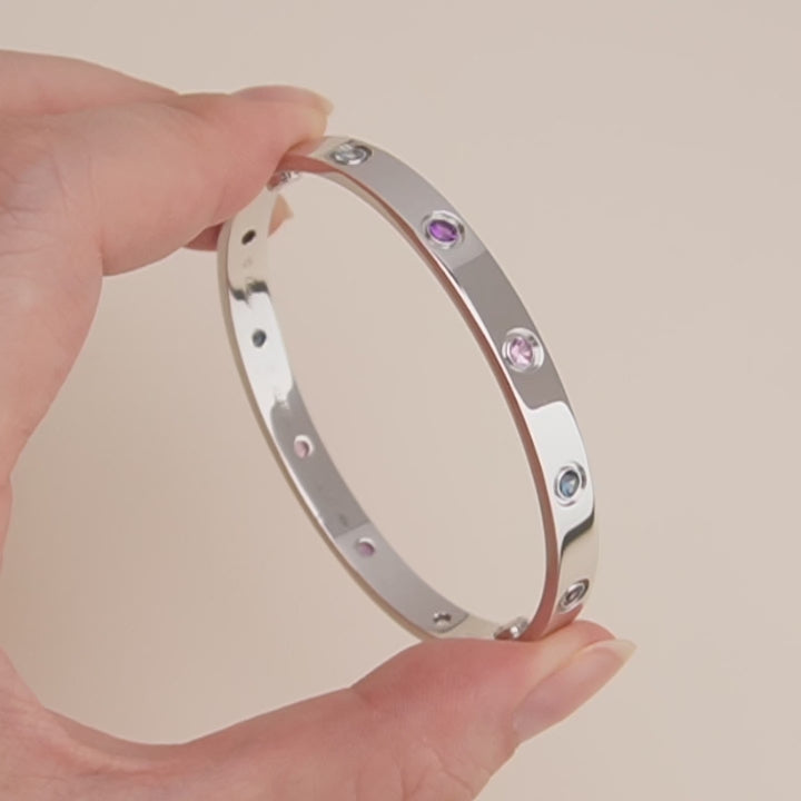 Preloved Cartier Rainbow Multi Gem 18K White Gold Love Bracelet 