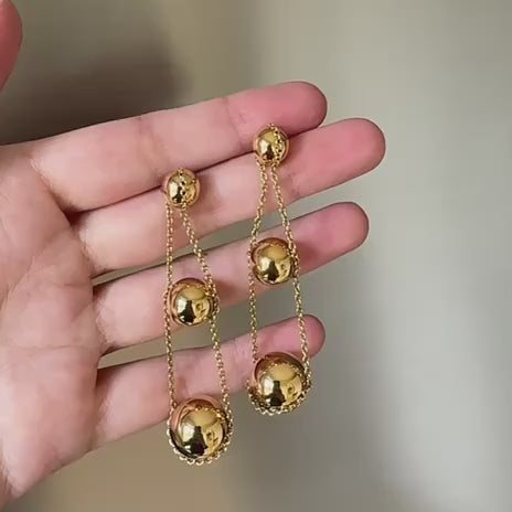 Second Hand Tiffany City HardWear Gold Beads Drop Yellow Gold Earrings