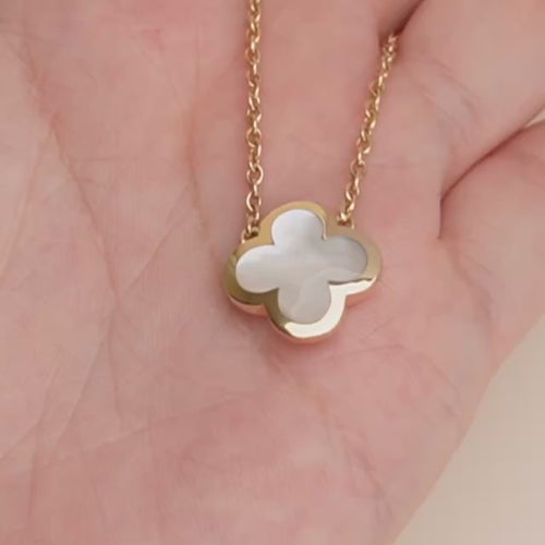 Preowned Van Cleef & Arpels Pure Alhambra Mother of Pearl 18K Yellow Gold Pendant Necklace