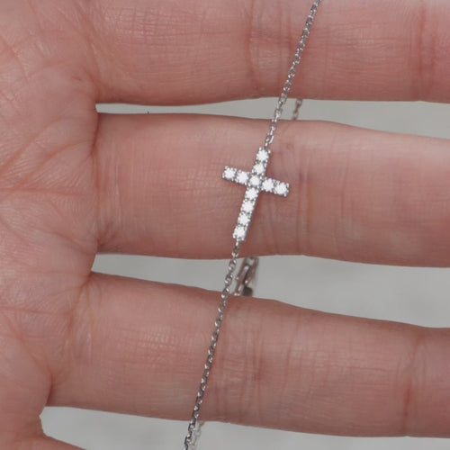 Cartier Symbols Diamond 18K White Gold Cross Bracelet