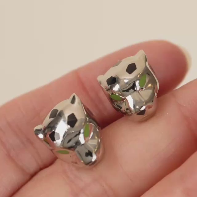 Second Hand Authentic Cartier Panthère de Cartier Cufflinks lacquer Sterling Silver