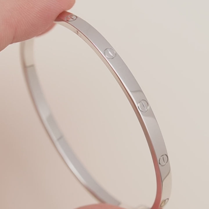Preloved Cartier Love 18K White Gold Small Model Bracelet Size 16