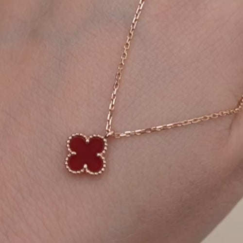 Second Hand Authentic Van Cleef & Arpels Sweet Alhambra Pendant Carnelian 18K Rose Gold