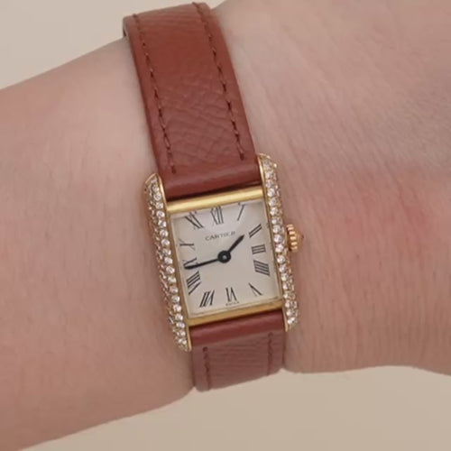 Preowned Authentic Cartier Tank Louis Diamond Watch 18K Yellow Gold 82050132