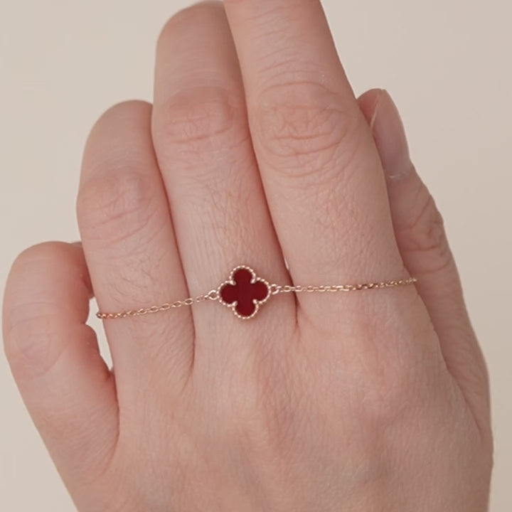 Authentic VCA Sweet Alhambra Bracelet Carnelian 18K Rose Gold