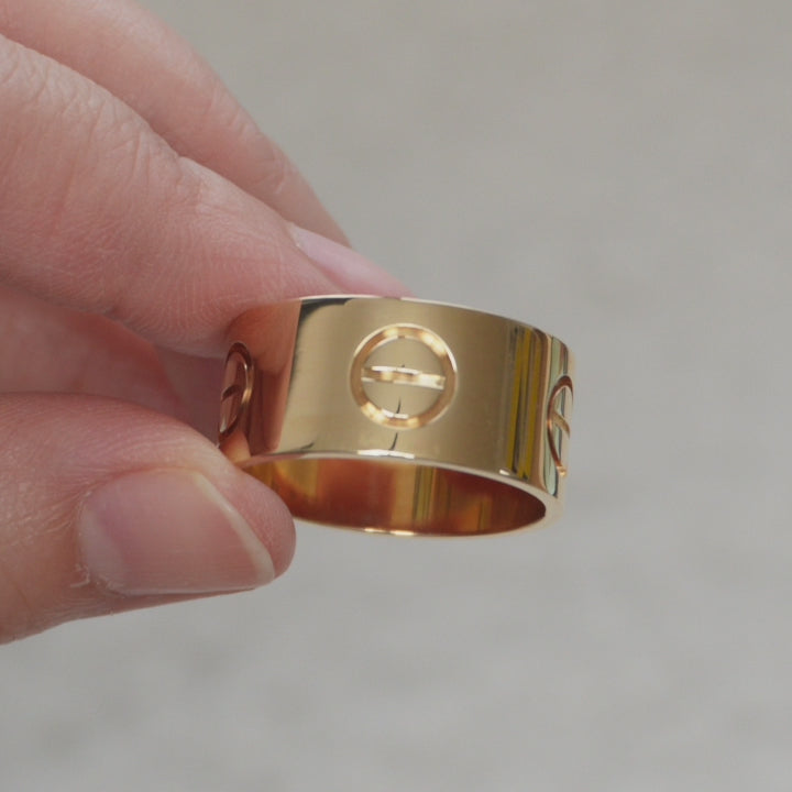 Cartier Love 18K Yellow Gold Wide Ring Size 68