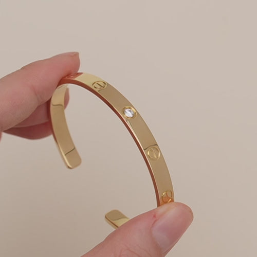 Authentic Second Hand Cartier Love Cuff Bracelet One Diamond 18K Yellow Gold Size 18