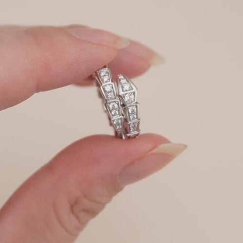 Second Hand Bvlgari Serpenti Viper Diamond 18K White Gold Ring Size M