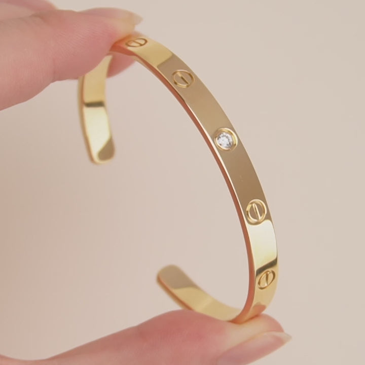 Used Cartier Love One Diamond 18K Yellow Gold Cuff Bracelet
