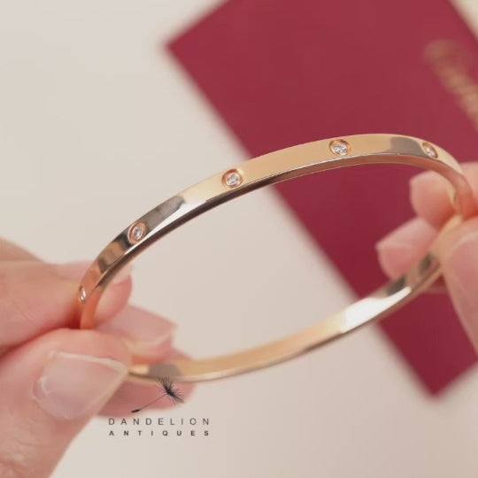 Cartier Love Bracelet 10 Diamonds Small Model 18K Rose Gold Size 17