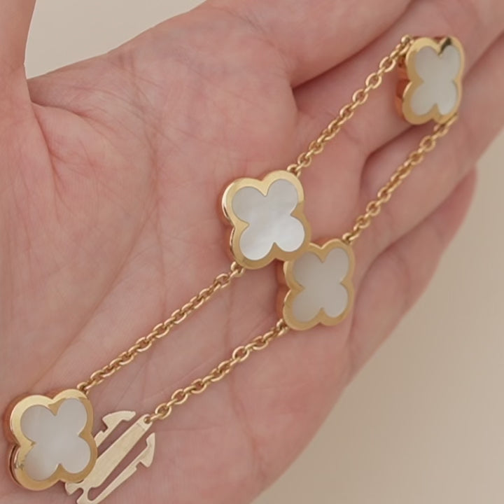 Authentic Preowned VCA Pure Alhambra Bracelet Mother of Pearl 18K Yellow Gold