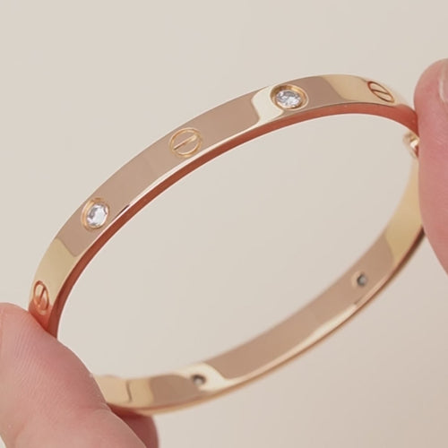 Preowned Cartier Love Classic Model Bracelet Size 17 4 Diamond 18K Rose Gold